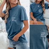 Casual Style Short Sleeve Round Neck Letters Printed T-shirt