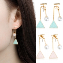 Fashion Pearl Triangle Pendant Earrings