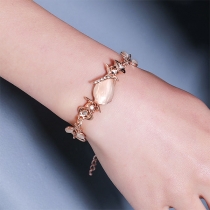 Fashion Rhinestone Inlaid Rose Leaf-shape Bracelet