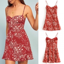 Sexy Backless Slim Fit Printed Sling Mini Dress