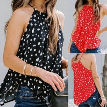 Sexy Off-shoulder Irregular Hem Printed Sling Top