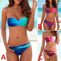 Sexy Low-waist Color Gradient Bandeau Bikini Set