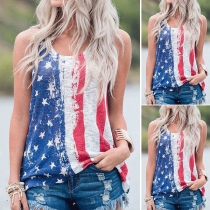 Chic Style American Flag Printed Tank Top