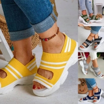Fashion Contrast Color Thick Sole Open Toe Sandals