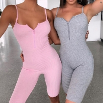 Sexy Backless Solid Color Slim Fit Sling Romper