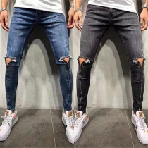 Fashion Middle-waist Front-zipper Man's Jea