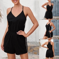 Sexy Backless V-neck High Waist Sling Romper