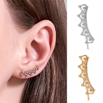 Fashion Hollow Out Heart Shaped Stud Earrings Ear-clips