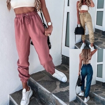 Fashion Solid Color High Waist Casual Pants