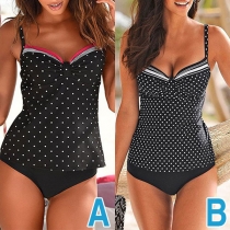 Sexy Backless V-neck Dots Printed Swimsuit Set