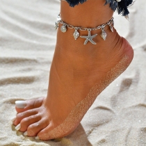 Bohemian Style Starfish & Conch & Shell Pendant Anklet