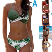 Sexy Low-waist Crossover Halter Bikini Set