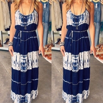 Sexy Backless Tie-dye Printed Sling Dress
