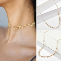 Fashion Gold-tone Fish-bone Choker Necklace