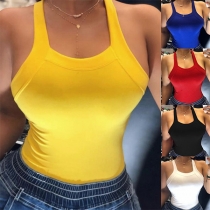 Sexy Backless Solid Color Slim Fit Sling Top