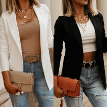 OL Style Long Sleeve Solid Color Thin Blazer