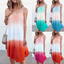 Sexy Backless Color Gradient Sling Dress