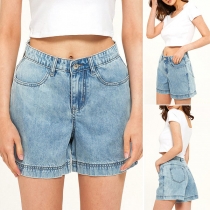 Fashion High Waist Wide-leg Denim Shorts