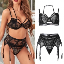 Sexy Low-waist Lace Spliced Underwear Set Lingeries
