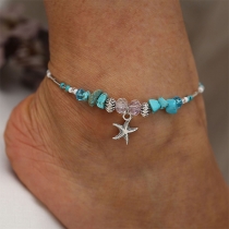 Bohemian Style Starfish Pendant Beaded Anklet