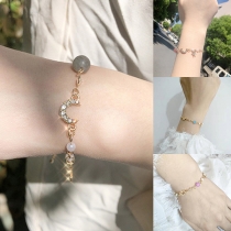 Sweet Style Crescent Star Pendant Beaded Bracelet