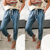 Fashion Elastic Waist Relaxed-fit Jeans
