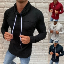 Fashion Solid Color Long Sleeve Cowl Neck Man's Shirt
