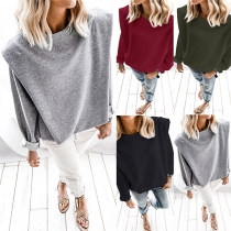 Fashion Solid Color Long Sleeve Round Neck Shirt
