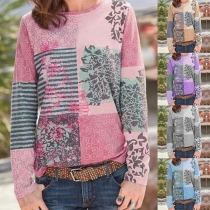 Fashion Long Sleeve Round Neck Printed T-shirt