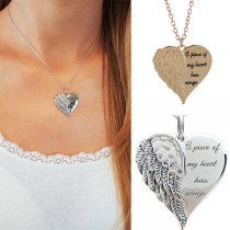 Fashion Letters Engraved Heart Pendant Necklace