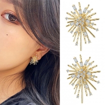 Fashion Rhinestone Inlaid Irregular Fireworks Shaped Stud Earrings
