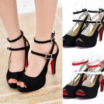 Sexy Contrast Color High-heeled Peep Toe Shoes