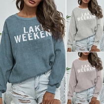 Fashion Long Sleeve Round Neck Letter Printed Sweatshirt