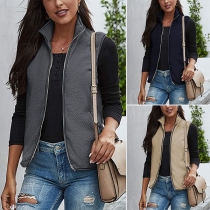 Fashion Solid Color Stand Collar Vest