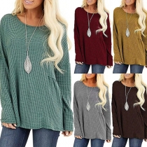 Simple Style Long Sleeve Round Neck Solid Color T-shirt