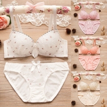 Sexy Printed Low-waist Underwear Bra Set