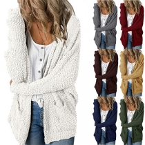Fashion Solid Color Long Sleeve Loose Knit Cardigan