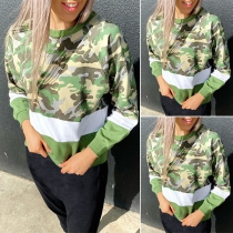 Fashion Camouflage Printed Long Sleeve Round Neck Sweatshirt