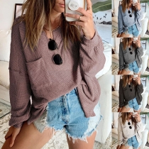 Casual Solid Color Round Neck Long Sleeve Loose Top