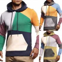Fashion Contrast Color Long Sleeve Hooded Man's Sweatshirt