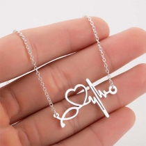 Chic Style Electrocardiogram Pendant Necklace