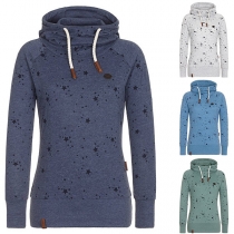 Fashion Long Sleeve Hooded Printed Sweatshirt