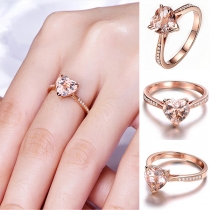 Sweet Style Heart Rhinestone Inlaid Ring