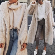 Fashion Solid Color Long Sleeve Plush Cardigan