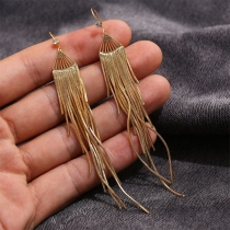 Fashion Gold-tone Long Tassel Earrings