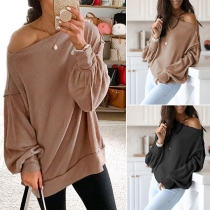 Simple Style Long Sleeve Round NecK Solid Color Sweatshirt
