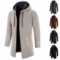 Simple Solid Color Hooded Cardigan For Men