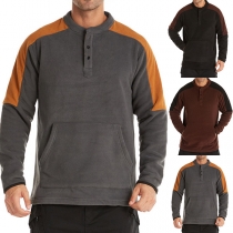Fashion Contrast Color Long Sleeve Round Neck Man's Sweatshirt