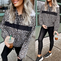 Fashion Leopard Printed Hooded Pullover Sweatshirt
