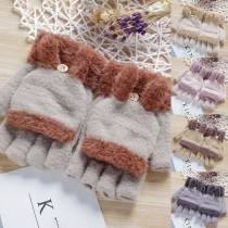 Cute Style Contrast Color Half-finger Gloves